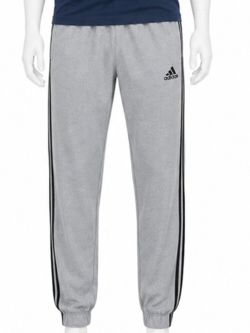 Adidas Mens Small Joggers Essentials Gray 3-Stripes Sweatpants